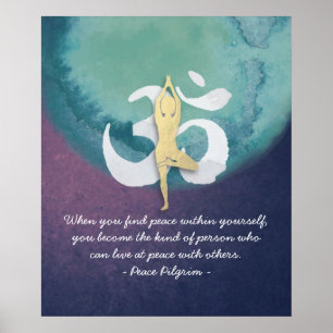 Waterverf van Yoga Instructor Meditation Pose OM S Poster