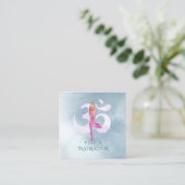 Waterverf van Yoga Instructor Meditation Pose Om S Vierkante Visitekaartje (Staand voorkant)