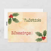Waterverf van Yuletide Blessings Feestdagenkaart (Voorkant / Achterkant)
