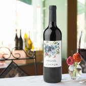 Waterverf van zeemacht en mosterdblauw wijn etiket