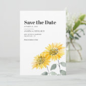 Waterverf van zonnebloemen save the date (Staand voorkant)