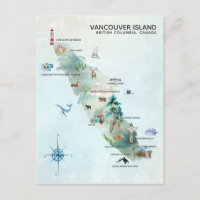 Waterverf Vancouver Island Map Art