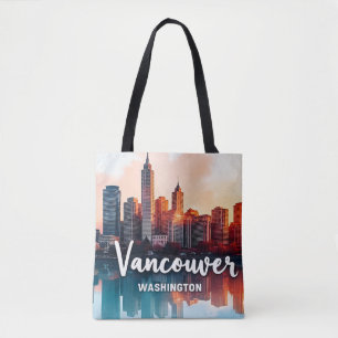 Waterverf Vancouver Washington State skyline Draagtas