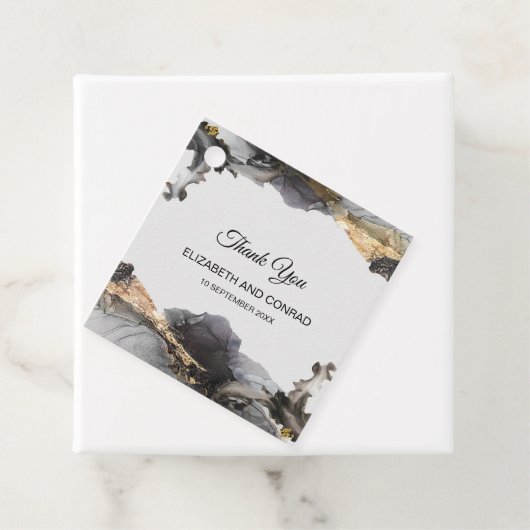 Waterverf Vanessa Zwart en Wit Bedankjes Labels (In situ)