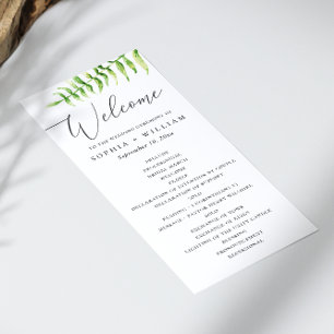 Waterverf varen. Bos botanisch schrift bruiloft Programma