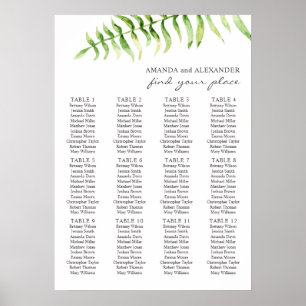 Waterverf varen. Groene huwelijks zitplaatskaart Poster
