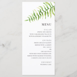 Waterverf varens bruiloft. Bosgroen botanisch Menu