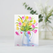 Waterverf Vase Tulpen Briefkaart (Staand voorkant)