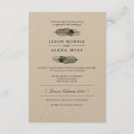 Waterverf Veer | Elegante Boho Bruiloft Kaart