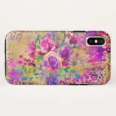 Waterverf ventilator Bouquet op frambozenroze Case-Mate iPhone Case (Achterkant (horizontaal))