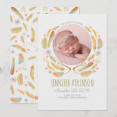 Waterverf Veren Antler Floral Boho Baby Geboorte Aankondiging (Voorkant / Achterkant)