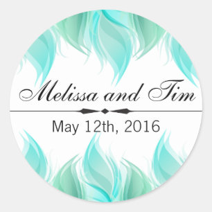 Waterverf veren bruiloft ronde sticker