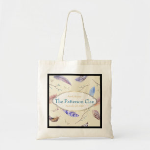 Waterverf veren + Fancy Lijst gezinshereniging Tote Bag