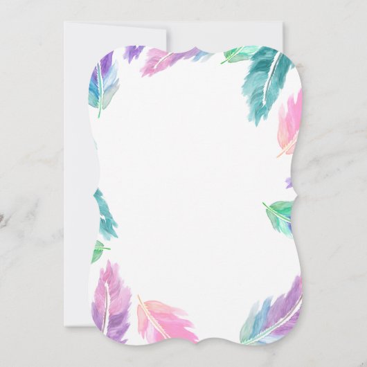 Waterverf veren, geverfd, repetitief diner kaart (Achterkant)