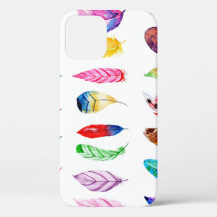Waterverf veren: mooi Collecties Vintage. iPhone 12 Hoesje
