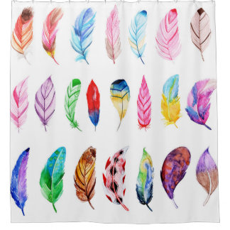 Waterverf veren: mooi Collecties Vintage. Douchegordijn