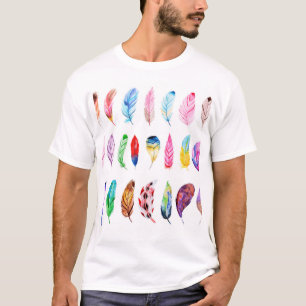 Waterverf veren: mooi Collecties Vintage. T-shirt