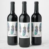 Waterverf Veren Persoonlijk Wijnfles Etiket (Flessen)