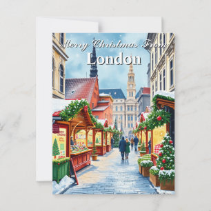 Waterverf Verenigd Koninkrijk Stad Kerstmarkt Pos Briefkaart