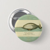 Waterverf verfschilderen van Narwhal Antiek walvis Ronde Button 5,7 Cm (Voorkant /achterkant)