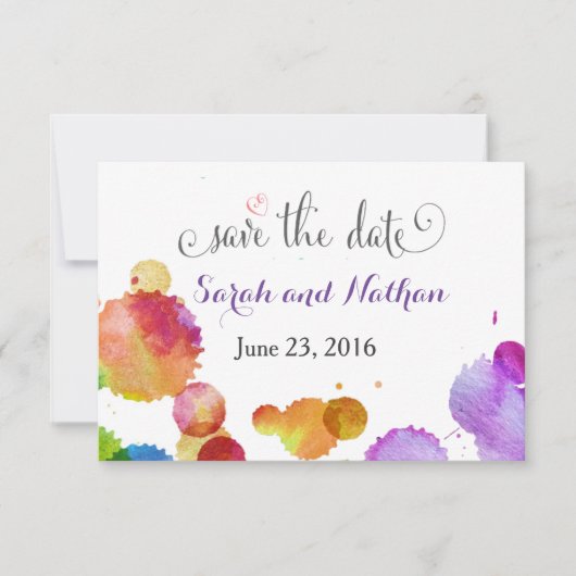 Waterverf verfsplatten Opslaan Datum Save The Date (Voorkant)
