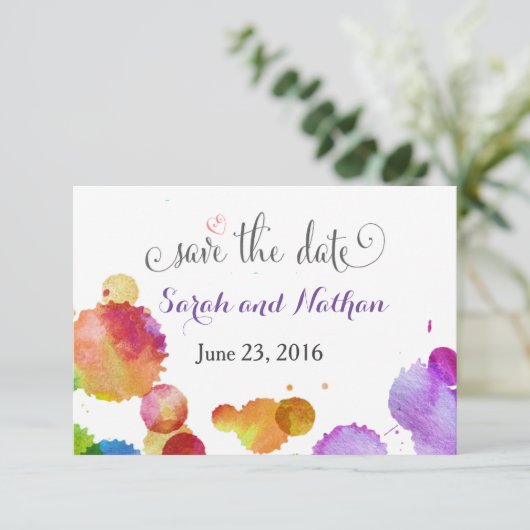 Waterverf verfsplatten Opslaan Datum Save The Date (Staand voorkant)