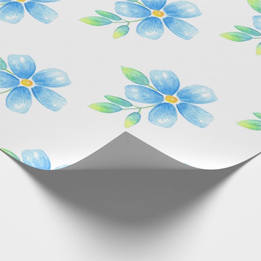 Waterverf Vergeet me niet Bloedpatroon Cadeaupapier (Hoek)