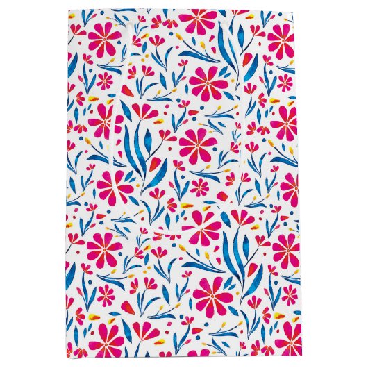 Waterverf verheffend bloemmotief medium cadeauzakje (Voorkant)