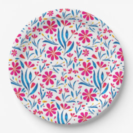 Waterverf verheffend bloemmotief papieren bordje