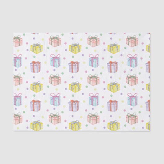 Waterverf Verjaardag Cadeaus & Confetti Tissuepapier (Voorkant)
