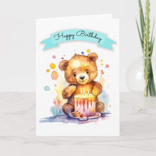 Waterverf Verjaardag Kaart (Voorkant)