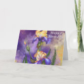 Waterverf Verjaardag Kaart met Iris Flowers (Voorkant)