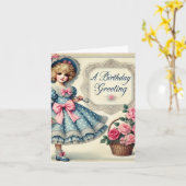 Waterverf Verjaardag Kaart – Retro (Gele Bloem)