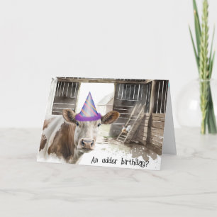 Waterverf Verjaardag Koe in Schuur Kaart