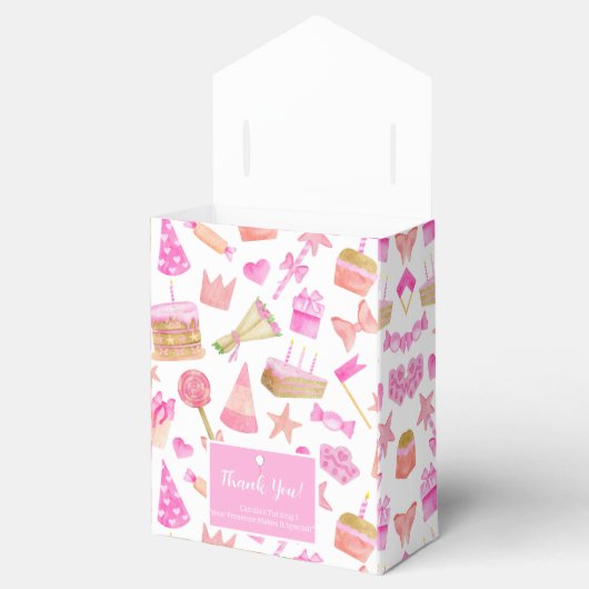 Waterverf Verjaardag Roze Patroon Dank u Bedankdoosjes (Geopend)
