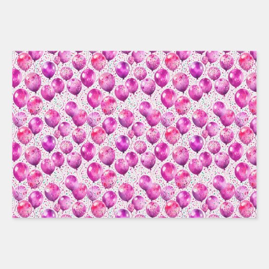 Waterverf Verjaardagsballonnen Inpakpapier Vel (Voorkant 3)