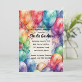 Waterverf Verjaardagsballonnen Kleurrijk Kaart (Staand voorkant)