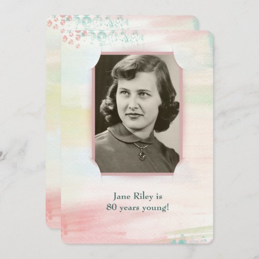 waterverf verjaardagsfeestje met geslit hoeklijst kaart (Voorkant / Achterkant)