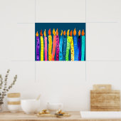 Waterverf verjaardagskaarsen poster (Keuken)
