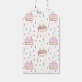 Waterverf Verjaardagstaart & Confetti Cadeaulabel (Achterkant)