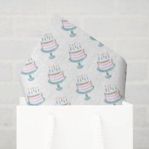 Waterverf verjaardagstaart kunst kaarsen viering tissuepapier