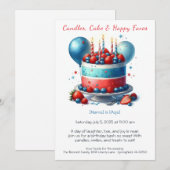 Waterverf verjaardagstaart uitnodiging - Sweet (Voorkant / Achterkant)