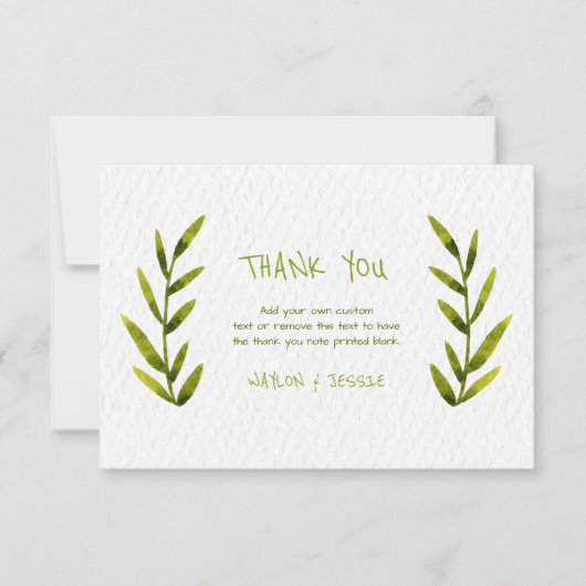 Waterverf verlaat de bedankkaarten bedankkaart (Voorkant)