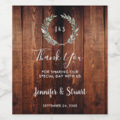 Waterverf verlaat hout rustieke bruiloft Dank u Wijn Etiket (Enkel label)