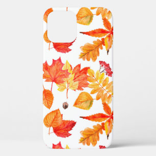 Waterverf verlaat naadloos patroon iPhone 12 hoesje