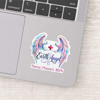 Waterverf verpleegsterskap met vleugels "Aards Eng Sticker