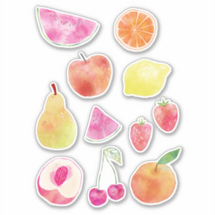 Waterverf vers fruit sticker