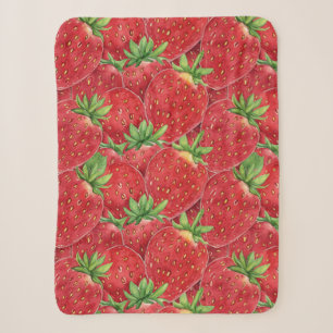 Waterverf Verse Aardbeienpatch Naadloos Patroon Sherpa Deken