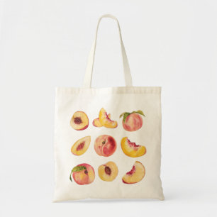 Waterverf Verse Perzikschijven Zomer Canvas Tote Bag