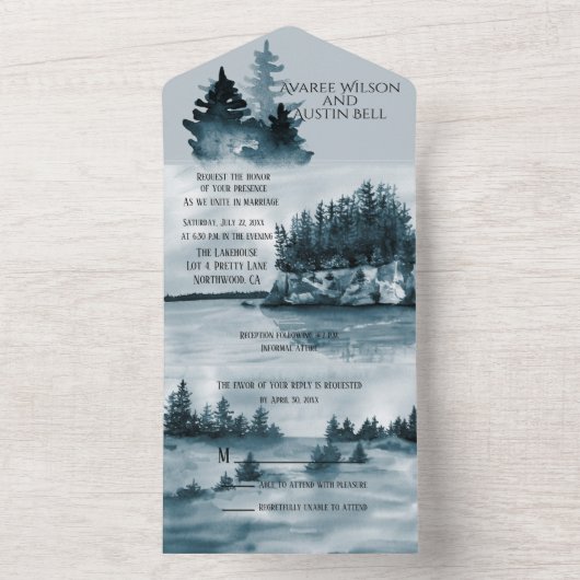 Waterverf vervagen in het Lakehouse All In One Uitnodiging (Binnen)